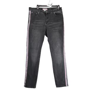 Denim & Rivets Y2K Charcoal Jeans Women's 20 Stretch 34x29" Glitter Side Stripe